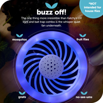 Katchy Duo Indoor Insect Trap with Scent Pod - Fan Powered with UV Light - Fruit Fly Traps for Indoors - for Fruit Flies, Gnats, Mosquitoes, Moths (Black)