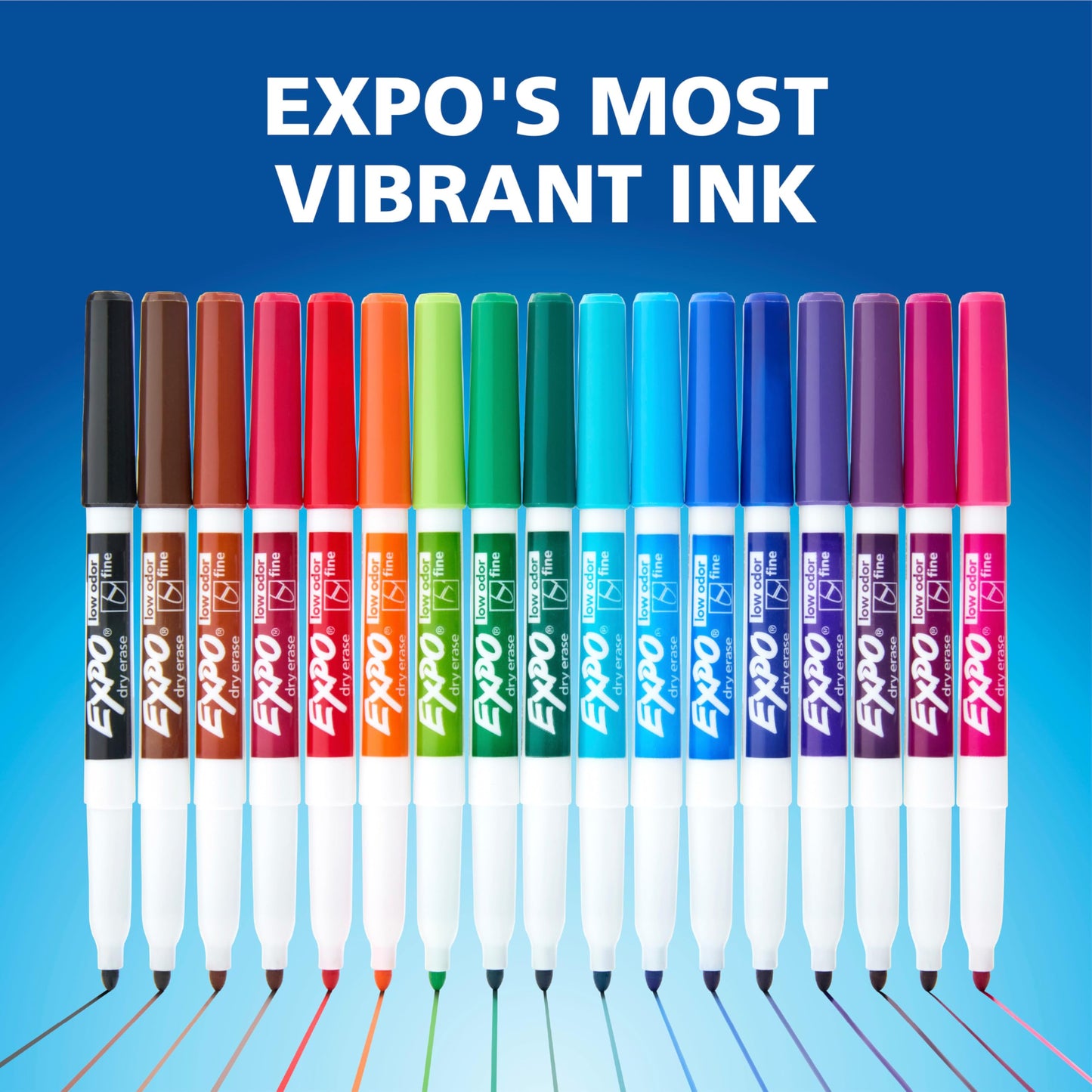 EXPO Dry Erase Markers, Low Odor Ink, Black, Fine Tip, 4 Count - Easily Erases, Vibrant Ink, Ideal for Classroom, Back to School Supplies, Teachers, Office, Whiteboard & Home