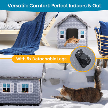 PETYELLA Weatherproof Heated Cat House for Outdoor Cats in Winter - Easy to Assemble Outdoor Heated Cat House