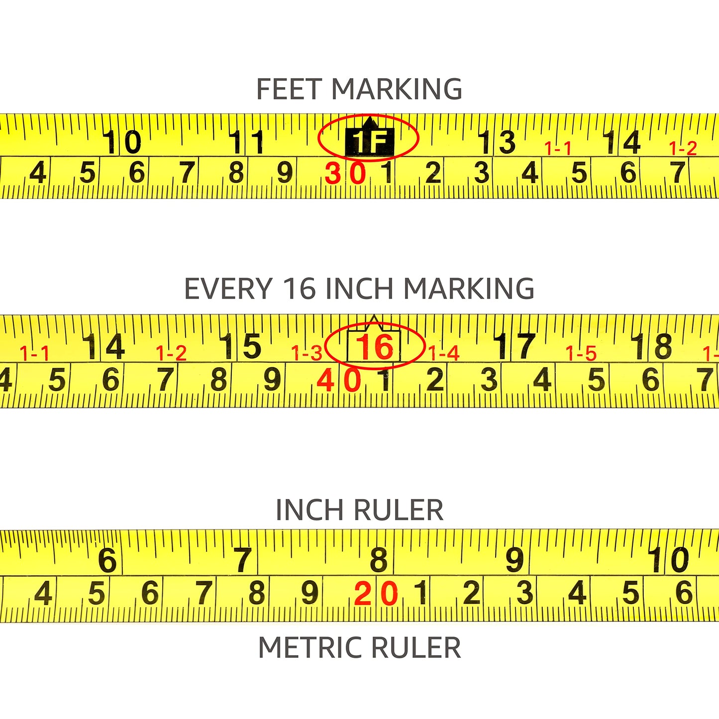 Amazon Basics Tape Measure - 16 ft / 192 in, Turquoise