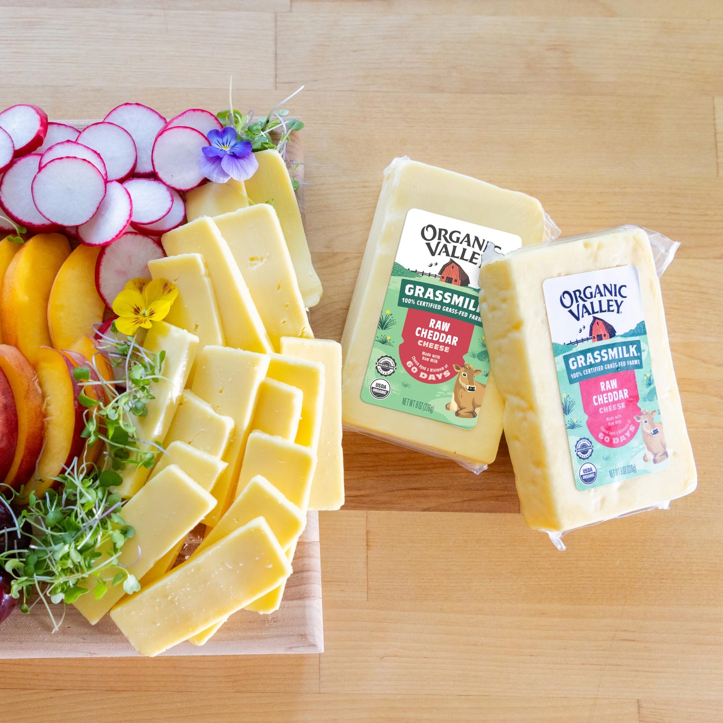 Organic Valley Gourmet Grassmilk Raw Organic Cheddar Cheese Block — Grass-Fed, No Added Hormones — 8 Oz