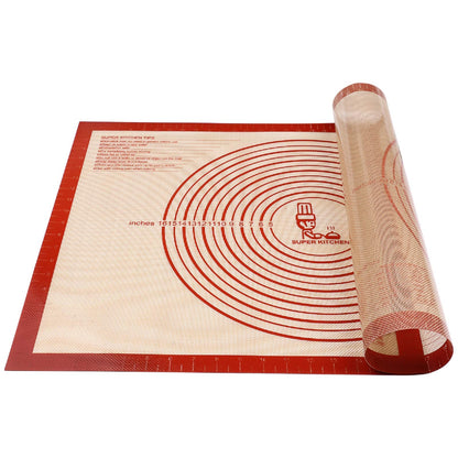 Non-slip Silicone Pastry Mat Extra Large with Measurements 28''By 20'' for Silicone Baking Mat, Counter, Dough Rolling, Oven Liner,Fondant/Pie Crust By Folksy Super Kitchen Red