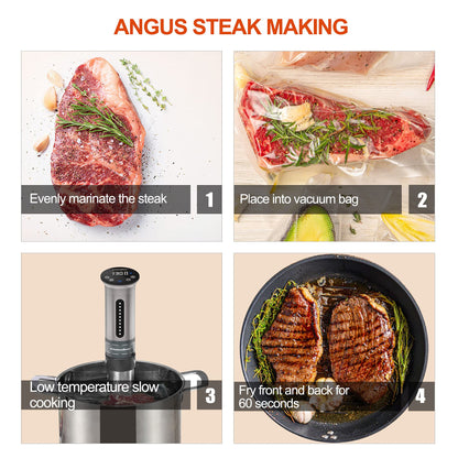 KitchenBoss Sous Vide Cooker Machine | 1100 Watts IPX7 Waterproof Sous-Vide G310/Silver | Water Cooker, Suvee vide machine | Accurate Temperature Control Digital Display | Thermal Immersion Circulator