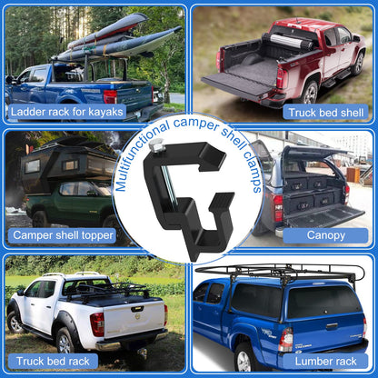 moveland 8 PCS Camper Shell Clamps - Heavy Duty Truck Topper Clamps - No Drilling Required Truck Cap Clamps for Chevy Silverado Sierra/Dodge Dakota Ram 1500 2500 3500, F150 F250, Titan, Tundra