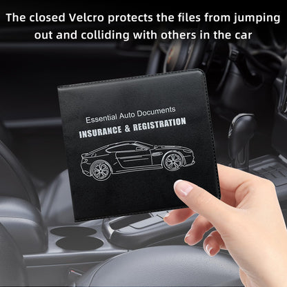Ziciner Car Registration Insurance Holder, 2Pack Essential Auto Card Document Glove Box Organizer with Velcro Closure, Vehicle Interior Accessories Perfect for Most Car, Truck, SUV (Black/Big Car)