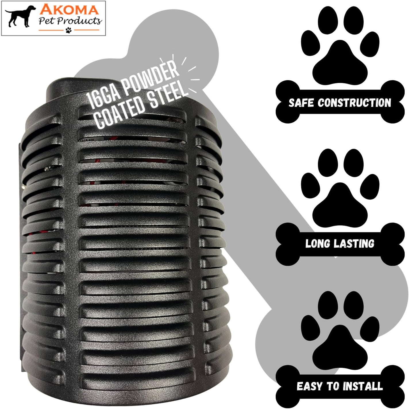 Hound Heater by Akoma Pet Products | 400w Dog House Furnace with 10-Foot Cord | Installs in Minutes | Safe - Dry Heat | Won't Burn Pets