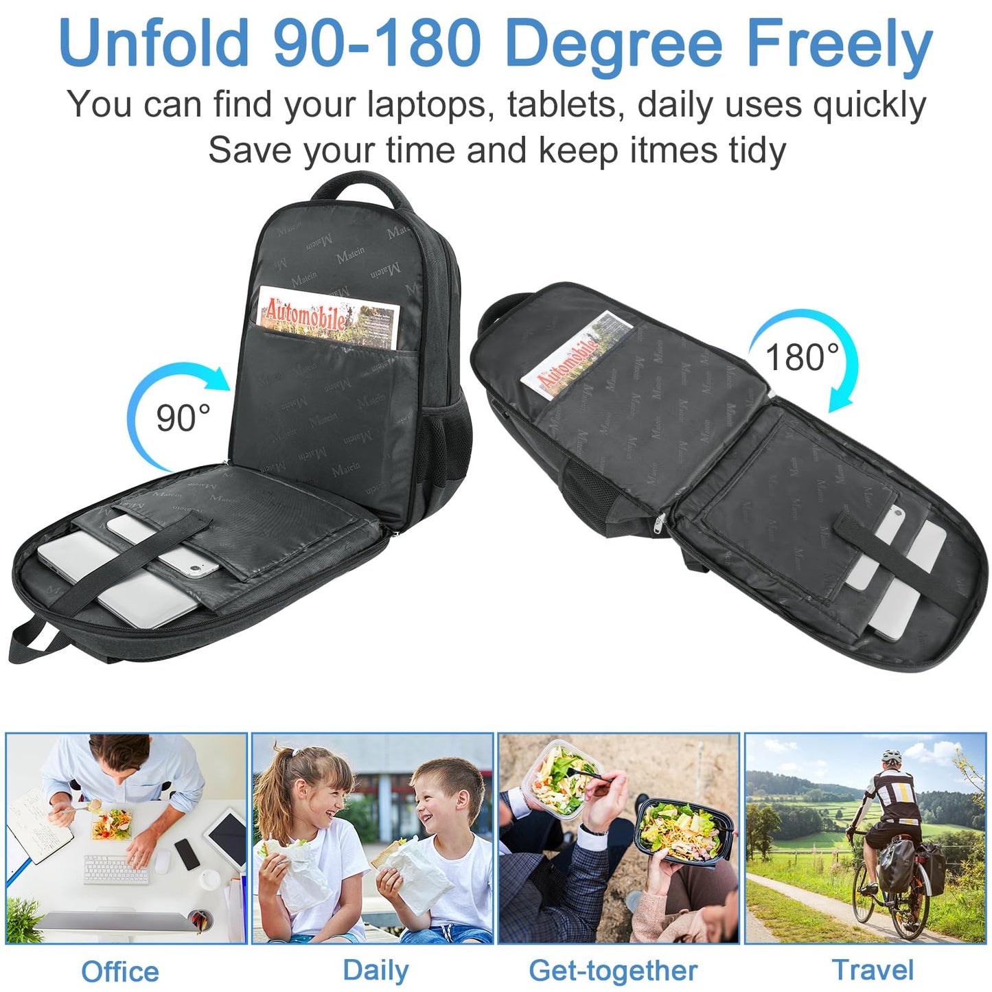 MATEIN 18 Inch Backpack for Men, Extra Large Work Backpack with Lunch Compartment, Water Resistant Insulated Cooler Computer Bag with USB Port, Sturdy Padded Carry On Laptop Daypack for College Travel