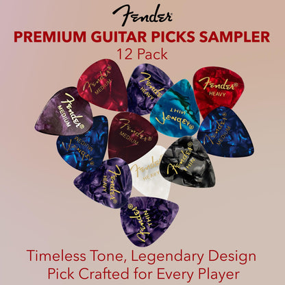 Fender Premium Picks Sampler - 12 Pack Includes Thin, Medium & Heavy Gauges (Austin Bazaar Exclusive)