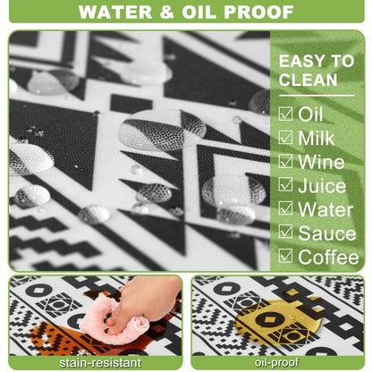 Picnic Table Cover with Bench Covers Vinyl Elastic Edges Fitted Rectangle Tables Seat Waterproof 3-Piece96X30in Set Outdoor Rectangular Folding Backing Tablecloth for Camping Over Size BlackGeometrics