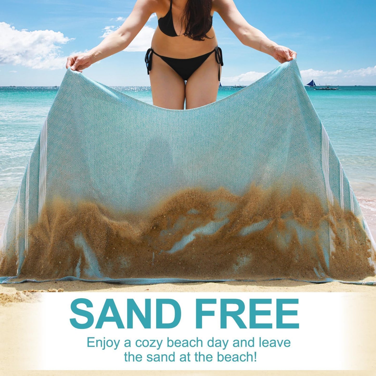 Genovega 6 Packs Oversized Turkish Beach Towels Set Bulk 74"x38" Extra Large Sand Free Quick Dry Swim Bath Camping Pool Towel Travel Blanket Adult Essentials Cruise Accessories Vacation Stuff