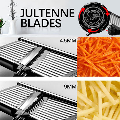Mandoline Food Slicer, Adjustable Mandoline Slicer for Kitchen, Stainless Steel Mandolin Vegetable Chopper for Potato/Tomato/Onion, Vegetable Slicer Julienne Cutter with Cut-Resistant Gloves