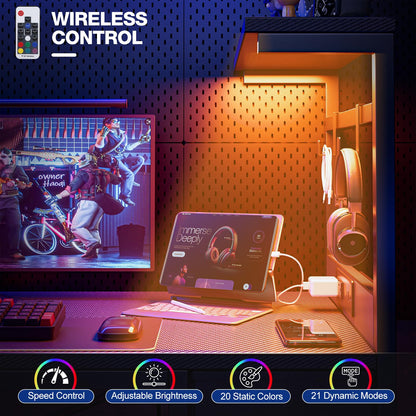 Grandder Gaming Desk 40 Inch with Power Outlet and LED Light, Computer Desk with Reversible Shelves and Storage Drawer, Pc Small Desk for Home Office Table with Bag, Carbon Fiber Black