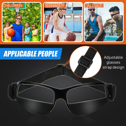 Fiada 3 Pack Dribbling Goggles Basketball Sports Glasses Adjustable Dribbling Black Goggles Basketball Training Equipment