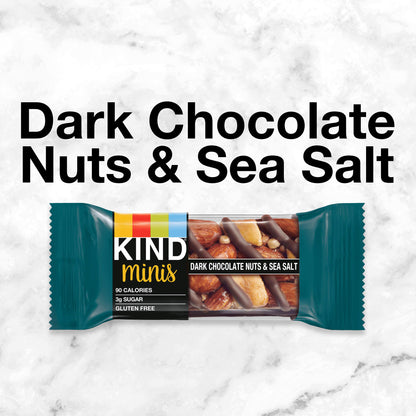 KIND Minis, Dark Chocolate Nuts & Sea Salt, Healthy Snacks, Gluten Free, Low Calorie Snacks, Low Sugar, 10 Count