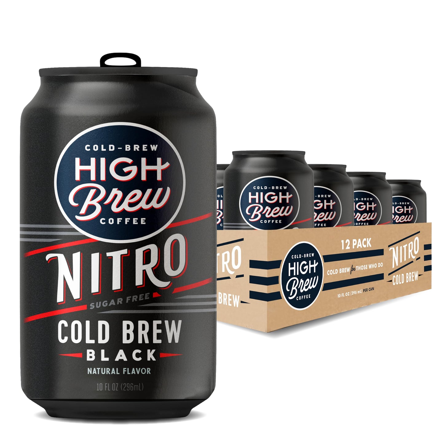 High Brew Coffee, Nitro Black, Cold Brew Coffee, Sugar Free, Dairy Free, 10 Fl Oz, Ready-To-Drink (Pack of 12)