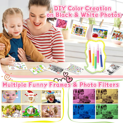 Kids Camera for Girls, 1080P Instant Print Camera, Kids Christmas Birthday Gifts Girls Toys, Children Digital Camera with 32GB Card, Toddler Camera Portable Toys for 3 4 5 6 7 8 9 Year Old Girl Pink