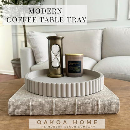 OAKOA Round Decorative Tray for Coffee Table Decor - Concrete Round Tray Home Decor - Bandejas Decorativas - Circle Coffee Table Centerpiece