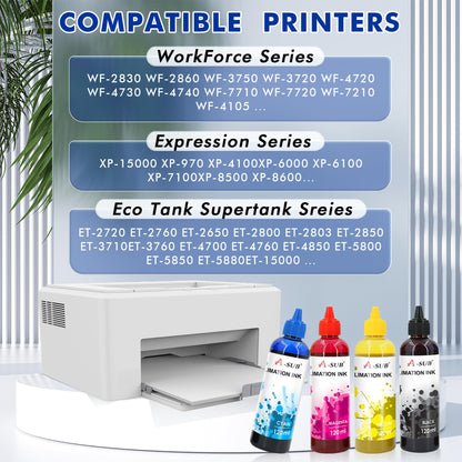A-SUB 480ML Sublimation Ink Refill Compatible with ET-2720 ET-2760 ET-4760 ET-2800 ET-2803 ET-2850 ET-3760 WF-2830 WF-7710 Inkjet Printers for Heat Transfer Mug, Tumbler, T Shirts