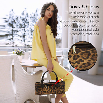 Primeware Wine Clutch Bag (Thermal Insulated) Trendy Women’s Carry Tote | Holds Red & White 750mL Bottles | Trendy Fashion | Incl. Portable Waiter-Style Corkscrew (Cougar)