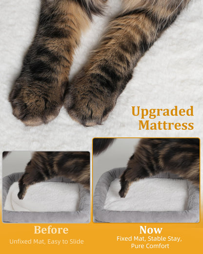 Aechonow 14in Cat Tree Tower with 20 * 16.5in Perch Bed and Washable Top for Large Adult Cats, Condo and Scratching Post for Indoor Kitten Pet, Light Gray