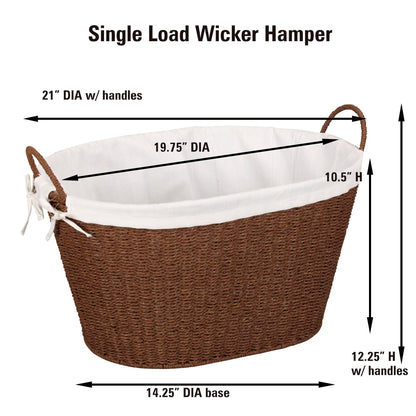 Household Essentials Paper Rope Woven Oval Laundry Basket, Brown