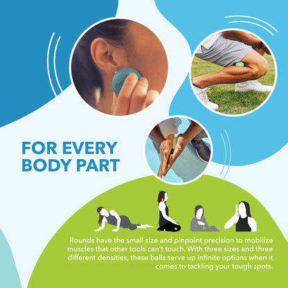 RAD Rounds – Extra Soft Yoga Deep Tissue Massage Ball Set – Myofascial Release Balls for Feet, Back, Neck, Jaw & Forearms – Trigger Point & Mobility Therapy (3-Pack)