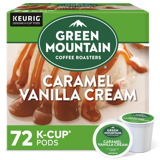 Green Mountain Coffee Roasters Caramel Vanilla Cream Keurig Single-Serve K-Cup pods, Light Roast Coffee, 72 Count