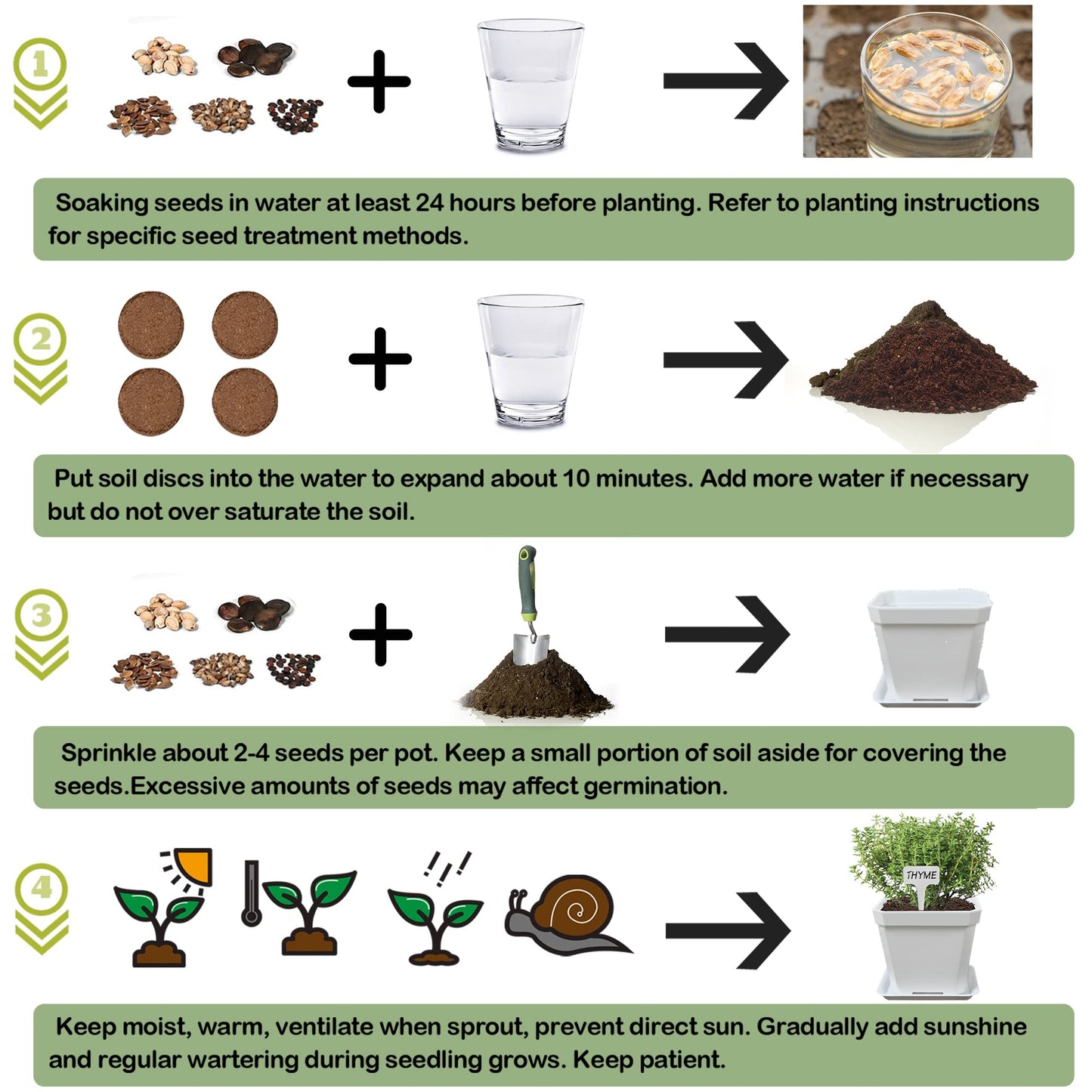 Meekear 10 Herb Seeds Garden Starter Grow Kit with White Pots, Markers, Nutritional Soil, Watering, Herb Clipper, Complete Indoor Potted Plant Growing Set for Kitchen DIY