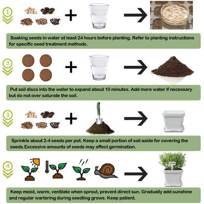 Meekear 10 Herb Seeds Garden Starter Grow Kit with White Pots, Markers, Nutritional Soil, Watering, Herb Clipper, Complete Indoor Potted Plant Growing Set for Kitchen DIY