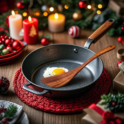 Jilla-hla Wooden Spatula Nonstick Turner Acacia Wood, Right Long Handle Flat Frying Spatulas Handmade for Mother Wife Grandma Her Kitchen Gift, Ideal Cookware Utensils for Cooking Eggs, Fish, Pancakes