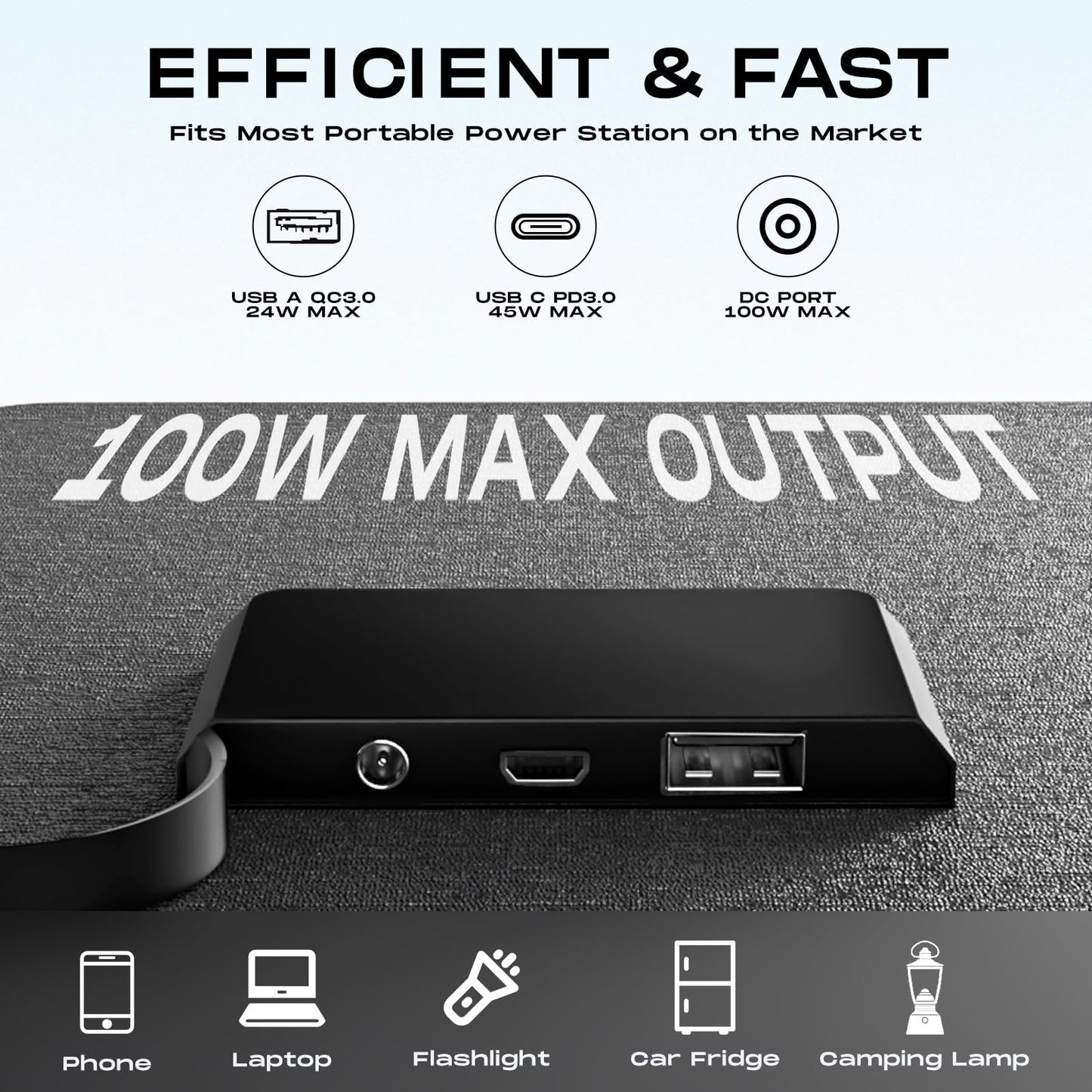 MARBERO 100W Portable Solar Panel 100 Watt 20V Foldable Solar Panel Charger for Power Station QC3.0 USB & DC Output >23% High Efficiency IP68 Waterproof for Camping Outdoor Home RV Blackout Cloudy