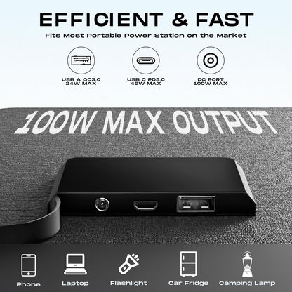 MARBERO 100W Portable Solar Panel 100 Watt 20V Foldable Solar Panel Charger for Power Station QC3.0 USB & DC Output >23% High Efficiency IP68 Waterproof for Camping Outdoor Home RV Blackout Cloudy