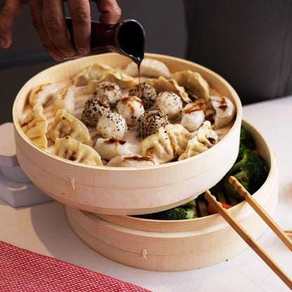 Joyce Chen 2-Tier Bamboo Steamer Baskets, 6-Inch