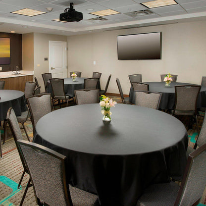 RestfulGlow 8 Pack Round Tablecloth 108 Inch Black Table Cloth for Round Tables, Washable Polyester Tablecloth Stain and Wrinkle Resistant Decorative Table Cover for Wedding Party Dining Banquet