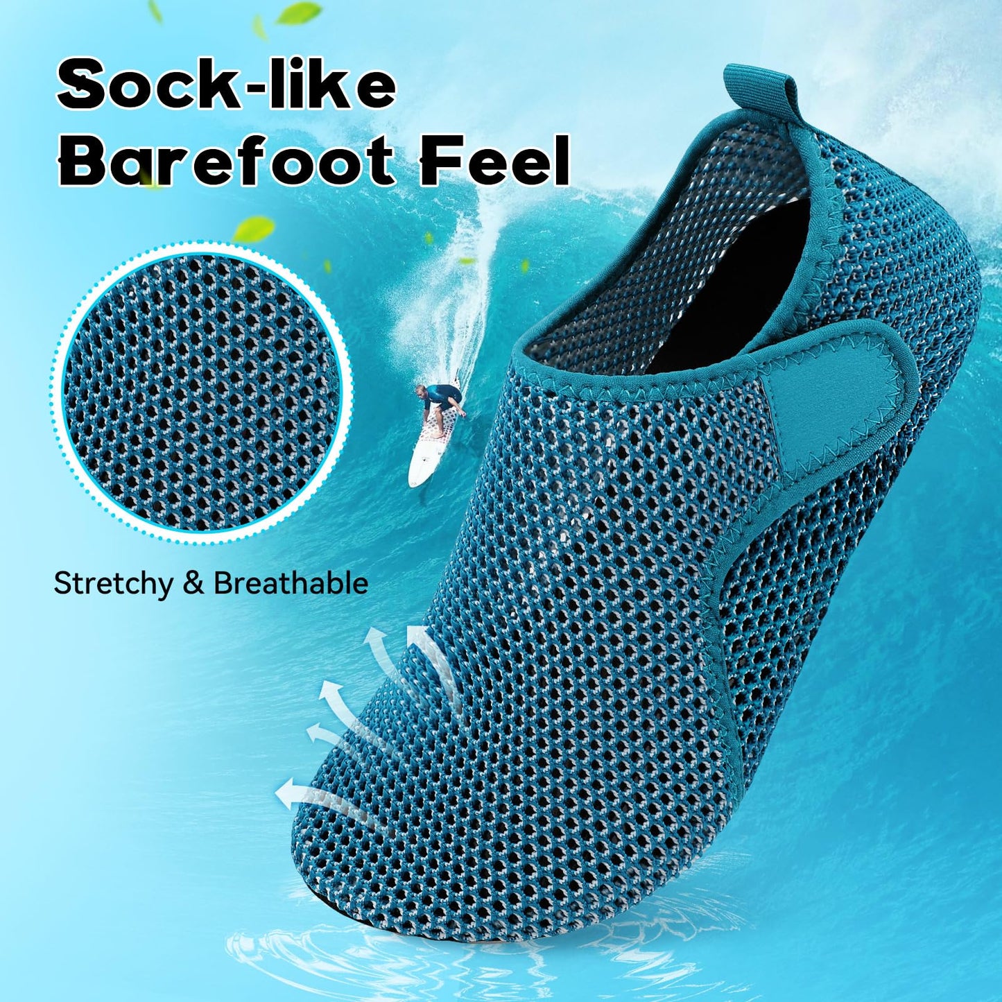 Men's & Women's Unisex Quick Dry Summer Beach Pool Swim Shoes - Barefoot Aqua Slip On Yoga Shoes - Size