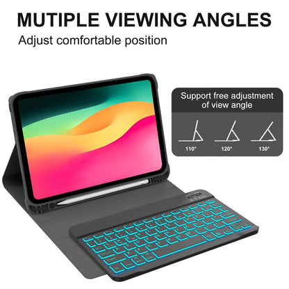 KVAGO for iPad 11th 10th Generation Case with Keyboard, 7 Color Backlit Wireless Detachable Keyboard, Folio Keyboard Cover with Pencil Holder for iPad 11 inch A16 2025 10th Gen 10.9 Inch 2022 (Black)