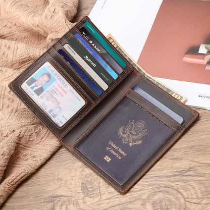 Polare Luxury RFID Blocking Leather Passport Holder Travel Wallet For Men and Women (Dark Brown with AirTag Slot)