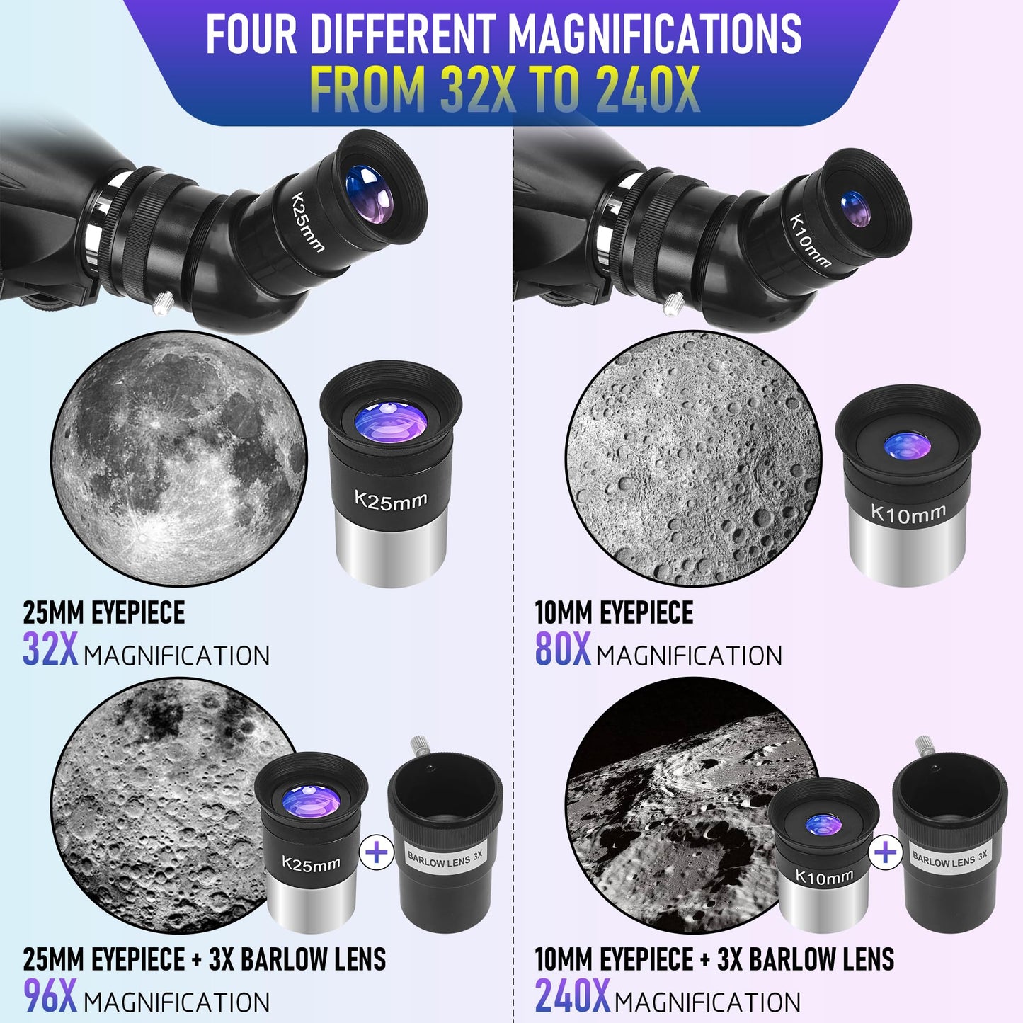MEEZAA Telescope, Telescope for Adults High Powered Professional, 90mm Aperture 800mm Refractor Telescopes for Astronomy Beginners Fully Multi-Coated with AZ Mount Tripod & Phone Adapter & Carry Bag