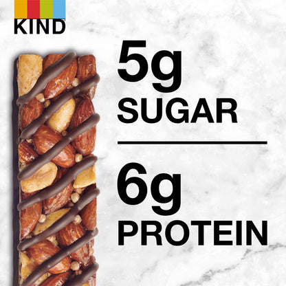 KIND Nut Bars, Dark Chocolate Nuts and Sea Salt, Healthy Snacks, Gluten Free, Low Sugar, 6g Protein, 12 Count