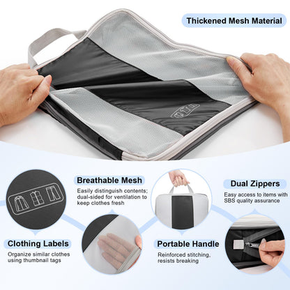 10 Set Compression Packing Cubes for Travel Essentials,Compressible Expandable Packing Cubes for Suitcase,OlarHike Luggage Organizer Bags for Travel,Handy Helper for Organizing Clothes(Black)