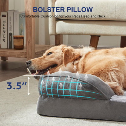 FURTIME Orthopedic Dog Beds Large Sized Dog, XL Washable Dog Sofa Bed for Large Dogs, Comfy Supportive Egg-Crate Foam Pet Couch Bed with Removable Cover, Waterproof Lining and Nonskid Bottom