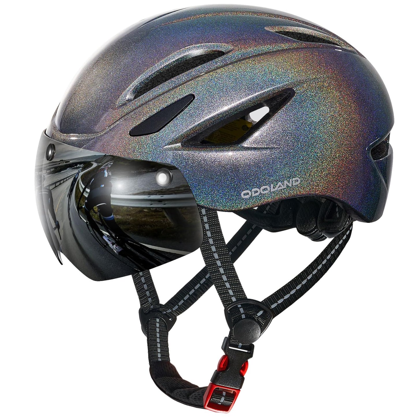 Odoland Adults Bike Helmet with Removable Magnetic Sun Visor, Adjustable Dial Fit Bicycle Cycling Helmet for Mountain Road Bike, Certified Lightweight MTB Ebike Helmet for Men Women, Giltter Galaxy