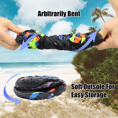 Joelynne Water Shoes for Women Men, Quick Dry Barefoot Aqua Shoes Beach Swim Sports Outdoor Hiking Diving Surf, 1 Carbon Black, 10 Women/8 Men