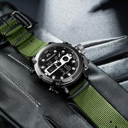 MEGALITH Mens Watches with Nylon Waterproof Digital Military Sport Tactical Multifunction Heavy Duty Led Black Watch for Men, Alarm Stopwatch