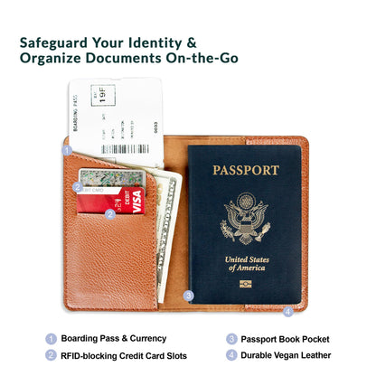 Personalized Passport Holder Travel Wallet PU Leather Vaccine Case Protector Cover Credit Card Slots RFID Blocking Customized for Women and Men Cute