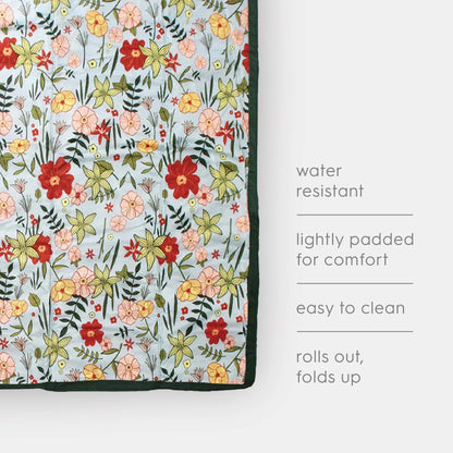 Little Unicorn 5'x10' XL Outdoor Family Picnic & Beach Blanket | Durable & Water-Resistant Fabric | Compact Fold & Easily Wipes Clean | Zipper Pocket (Primrose Patch)