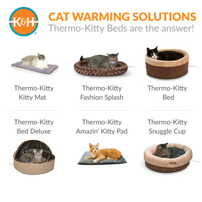 K&H PET PRODUCTS Self-Warming Cat Bed Pad, Self Heating Pad for Outdoor Cat Houses, Warming Mat for Indoor Pet Beds & Furniture, Reversible Blanket, Machine Washable - Small 21 X 17in Gray/ Black