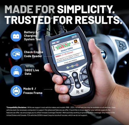 Innova 5210 OBD2 Scanner & Engine Code Reader, Battery Tester, Live Data, Oil Reset, Car Diagnostic Tool for Most Vehicles, Bluetooth Compatible with America's Top Car Repair App