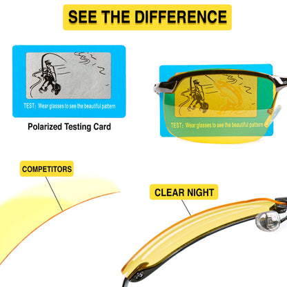 Night Driving Glasses Anti Glare Polarized With Stylish Case - Night Vision Glasses - Tac Glasses - Night Glasses for Driving - Nighttime Glasses