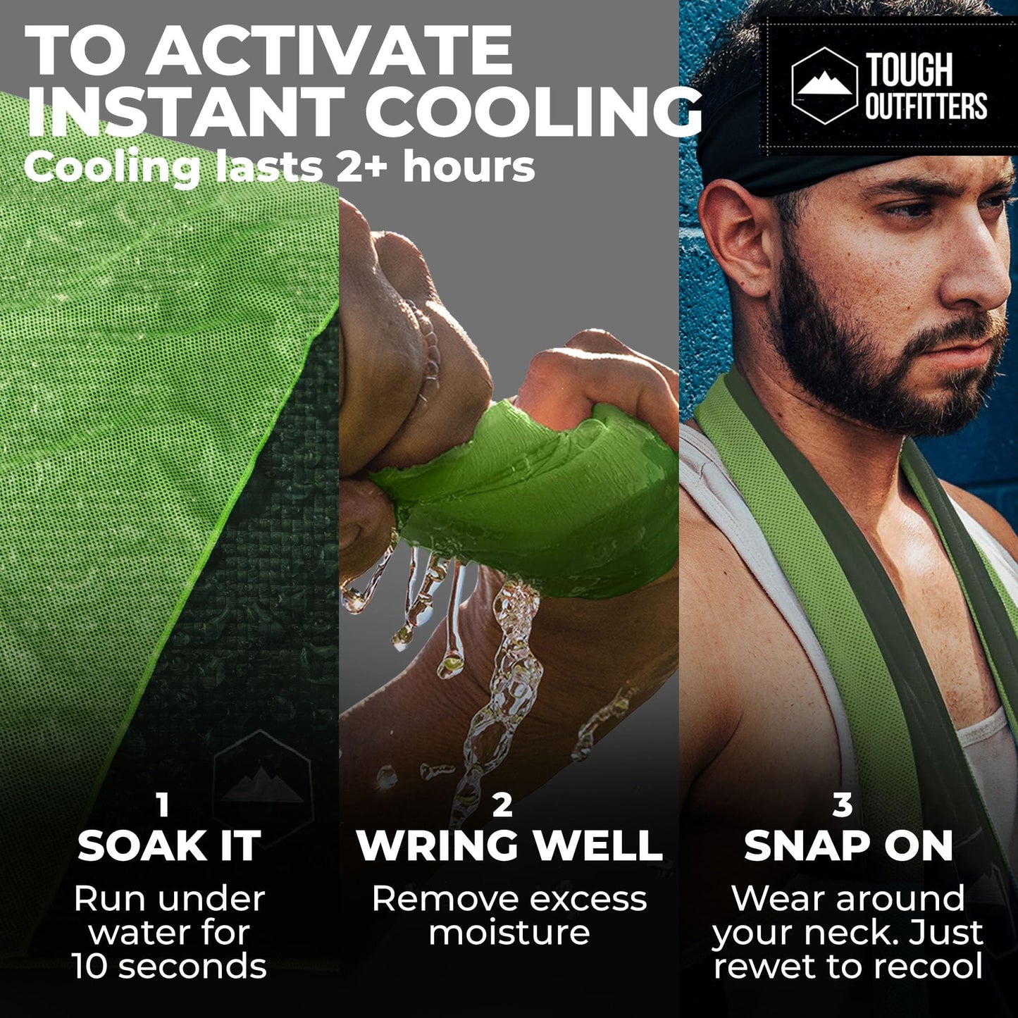 Tough Outdoors Cooling Towel - Cooling Towels for Neck & Face - Ice Wrap & Sweat Rag for Camping Gym Yoga & Sports - Workout Towel for Gym Sweat - Cool Towels for Extreme Heat